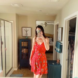 Red floral sundress